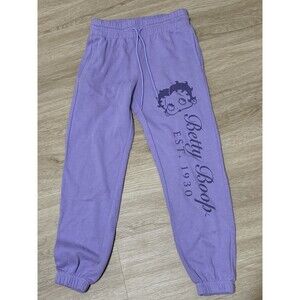 Betty Boop Sweatpants XXS Lavender Joggers Cartoon Graphic Lounge Pants